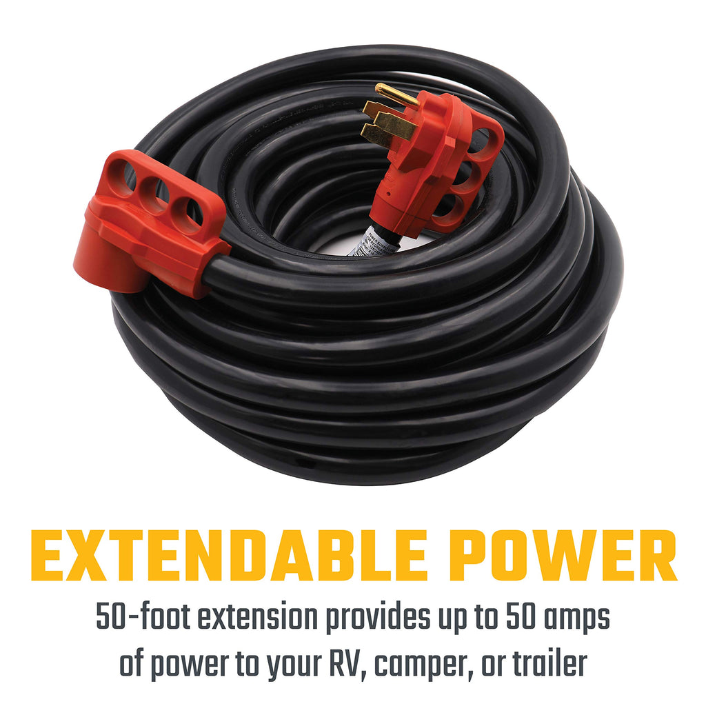 Valterra A10-5050EH Mighty Cord RV 50-Amp Extension Cord, 50 ft., Red