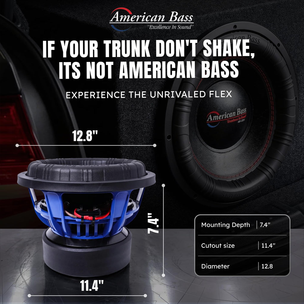 American Bass HD 12" Car Subwoofer, 1 Ohm, 4000W Max