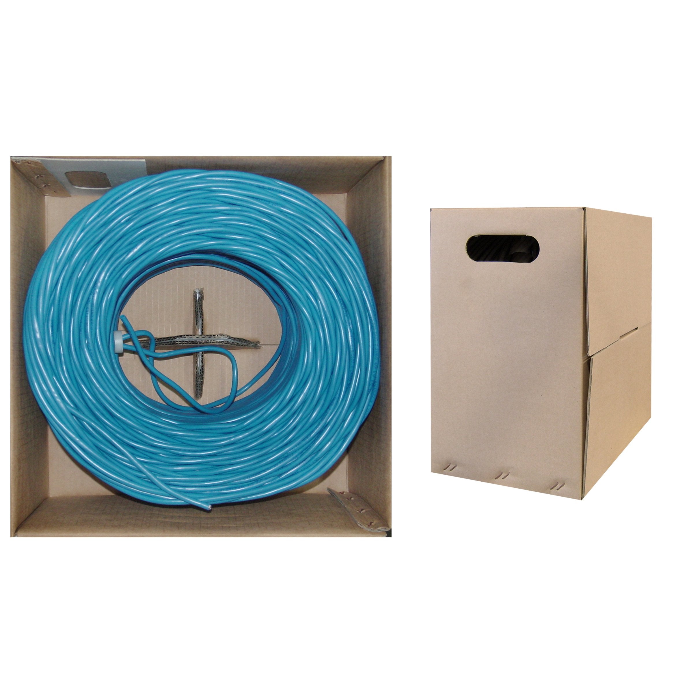CableWholesale 1000 Foot Bulk Cat5e Plenum Rated (CMP) Ethernet Cable, 4 Pair Solid Bare Copper, 24AWG UTP (Unshielded Twisted Pair) with PullBox, Orange