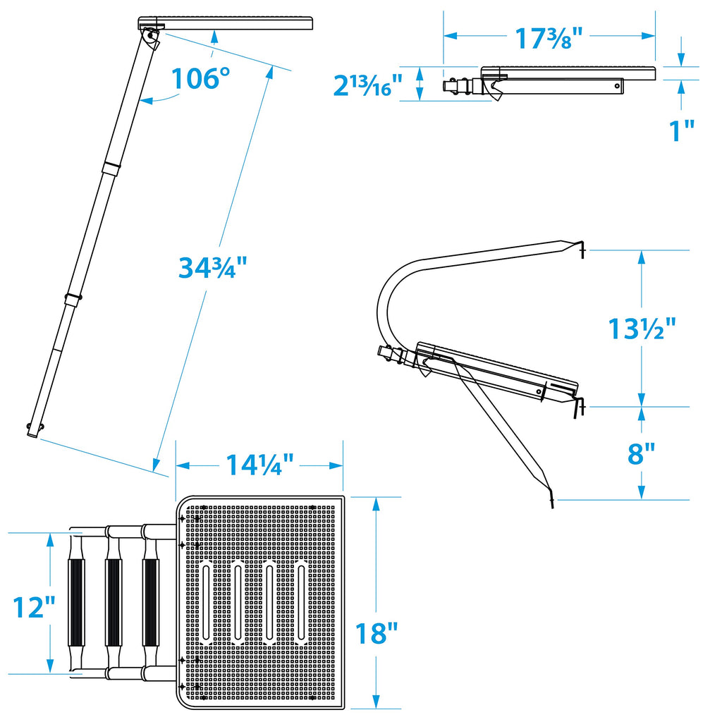 Seachoice Universal Swim Platform w/ Under-Mount Telescoping Ladder, 3 Step Ladder, Inboard/Outboard