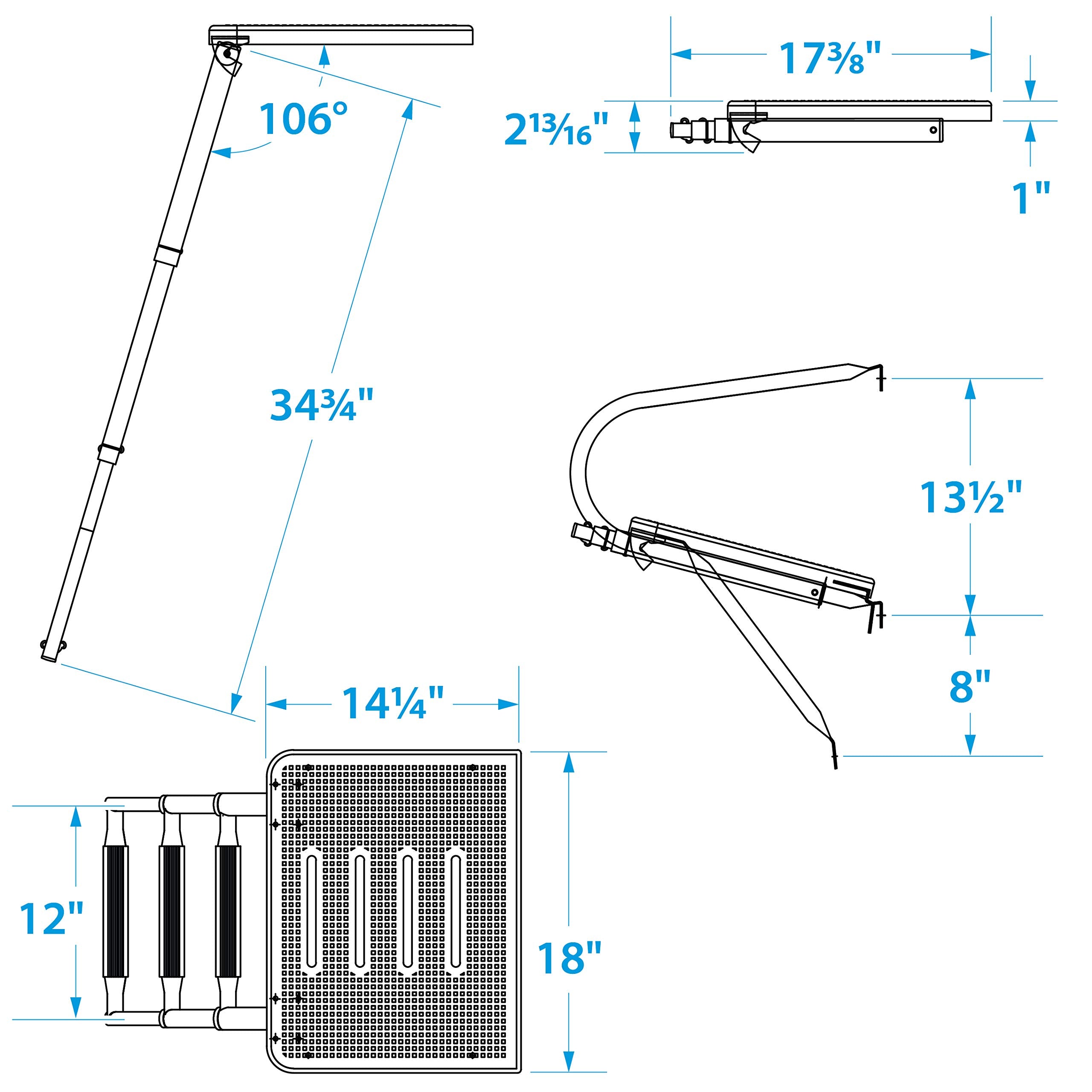 Seachoice Universal Swim Platform w/ Under-Mount Telescoping Ladder, 3 Step Ladder, Inboard/Outboard