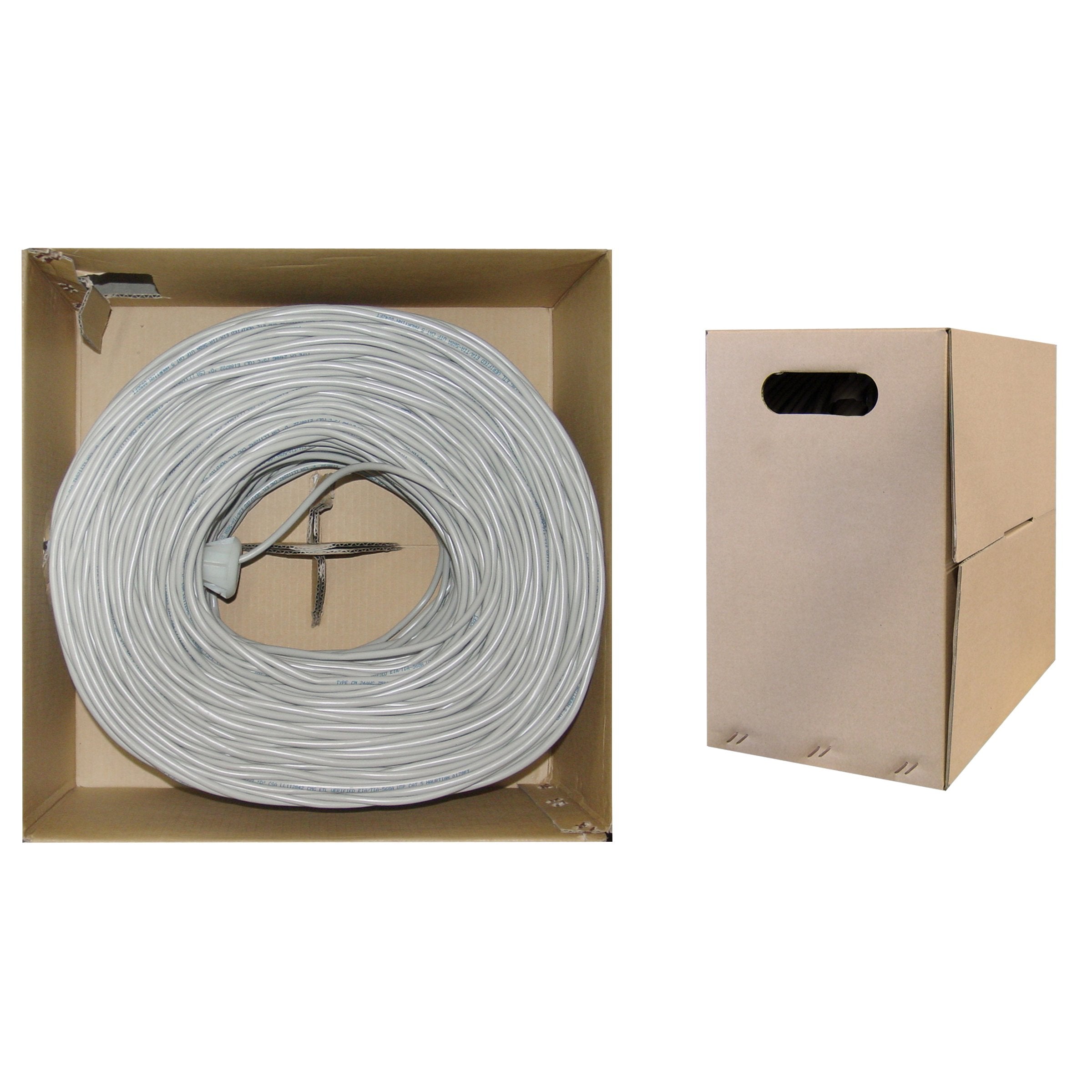 CableWholesale 1000 Foot Bulk Cat6 Ethernet Cable, 23 AWG, ETL Listed, Inwall Rated (CM) 4 Pair Solid Copper, Unshielded Twisted Pair(UTP) with Pull Box, Gray