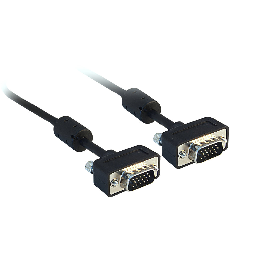 CableWholesale Slim VGA to VGA Cable SVGA HD15 Male Coaxial Computer Monitor Cable with Ferrites, Male to Male Double Shielded HD Resolution 2048P Video Cable, 10 Feet, Black Slim VGA Cable