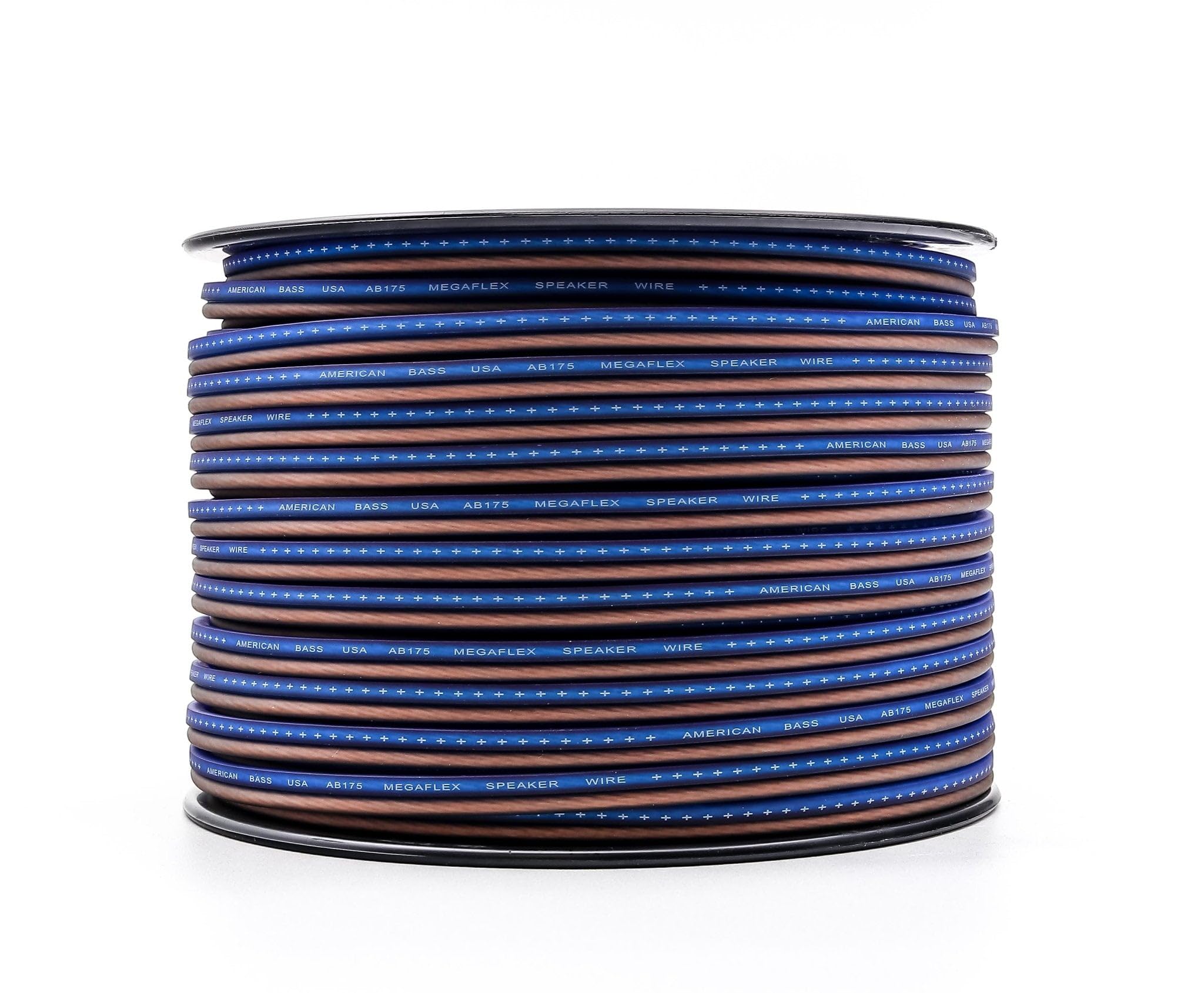 American Bass 14 Gauge Mega Flex Speaker Wire 200ft Blue & Black Twist Roll