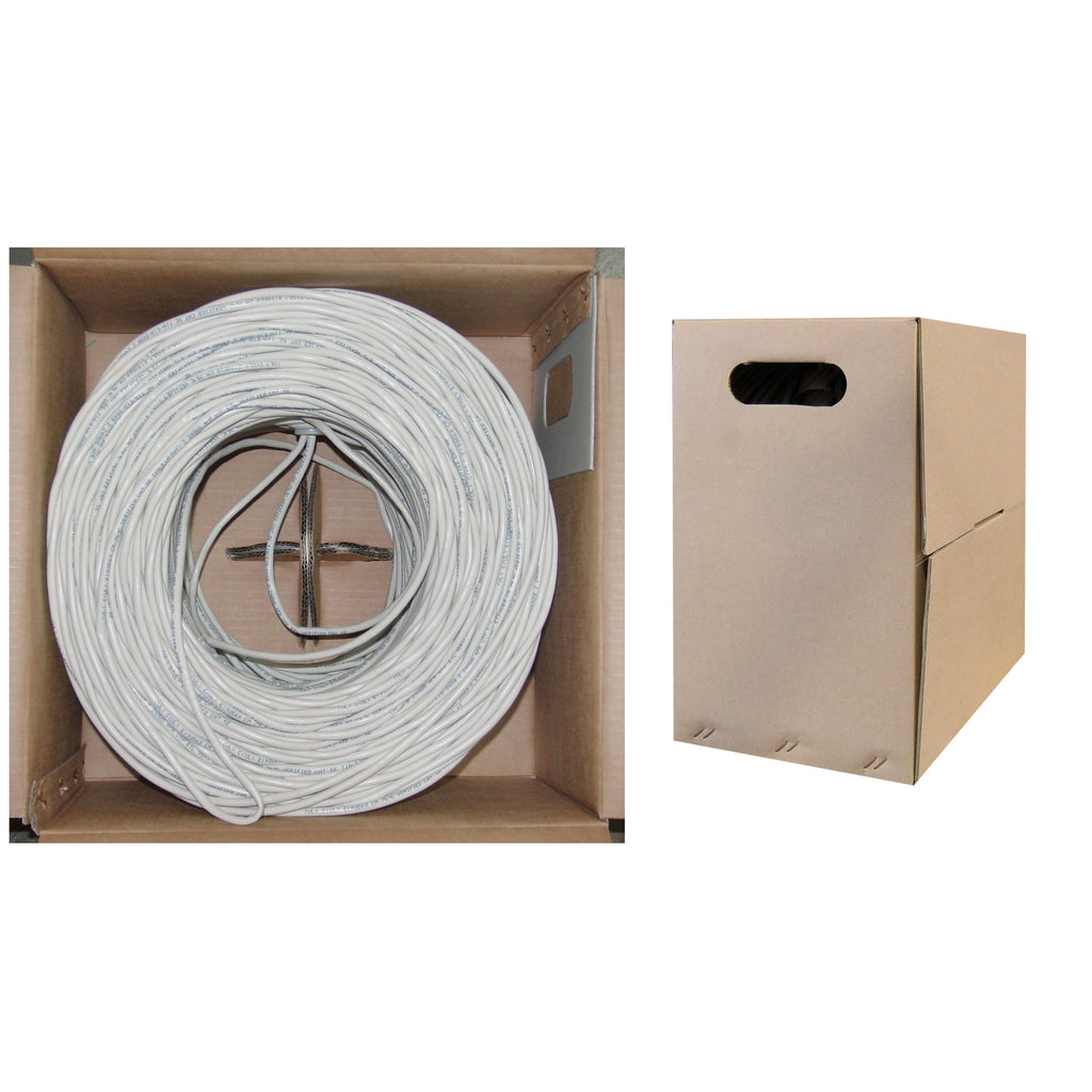 CableWholesale 1000 Foot Cat5e CM Rated Ethernet Cable, 24 AWG, ETL Verified 4 Pair Stranded Pure Copper, Unshielded Twisted Pair(UTP) with Pull Box, White