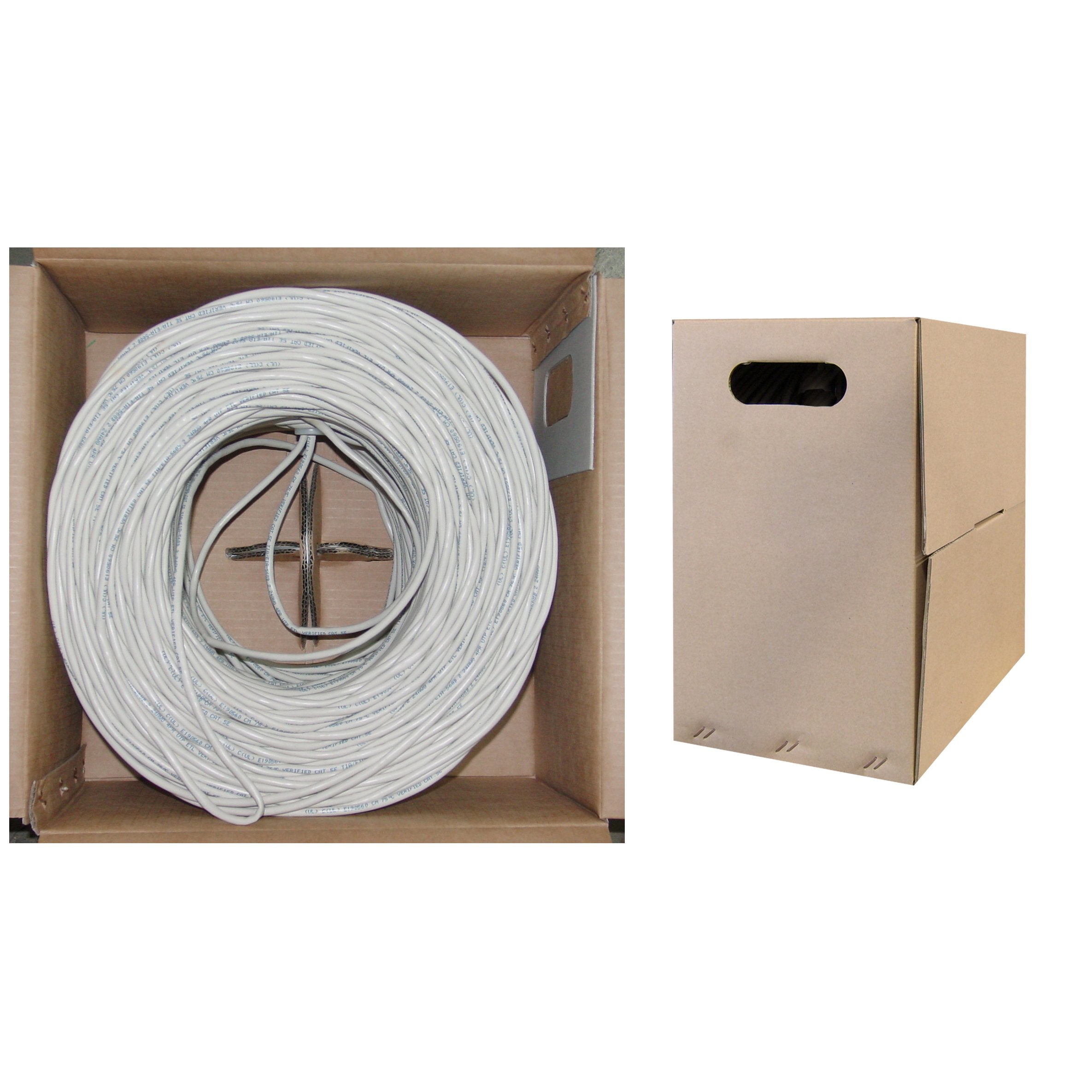 CableWholesale 1000 Foot Cat5e CM Rated Ethernet Cable, 24 AWG, ETL Verified 4 Pair Stranded Pure Copper, Unshielded Twisted Pair(UTP) with Pull Box, White