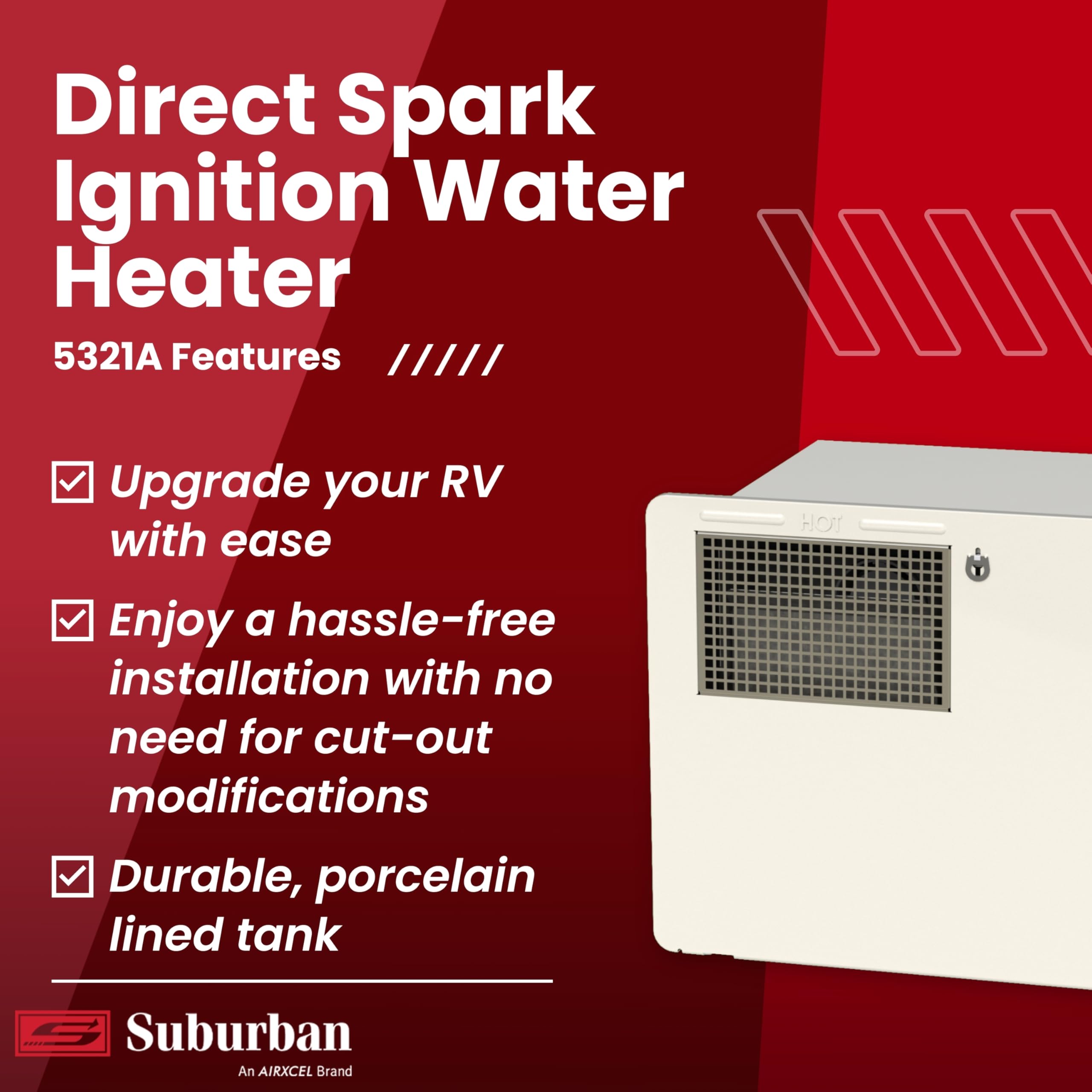Suburban SAW6DE 6-Gallon Direct Fit RV Water Heater, DSI (5321A)