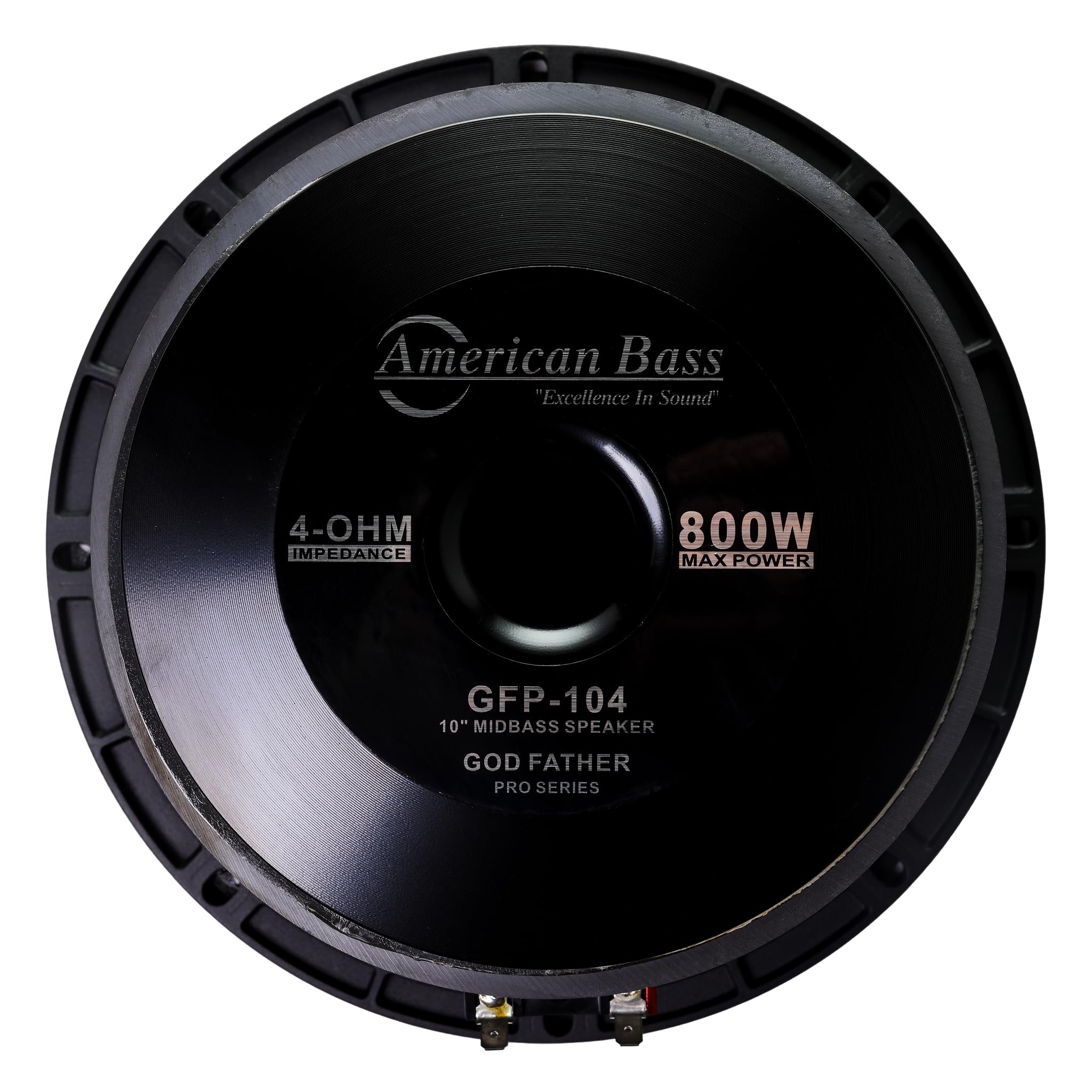 AVD. American Bass Godfather 10 Midrange Car Speaker, 800 Watt Maximum Power, Mid Bass Car Audio Stereo Woofer Loudspeaker, 10 inch 4 Ohm Voice Coil