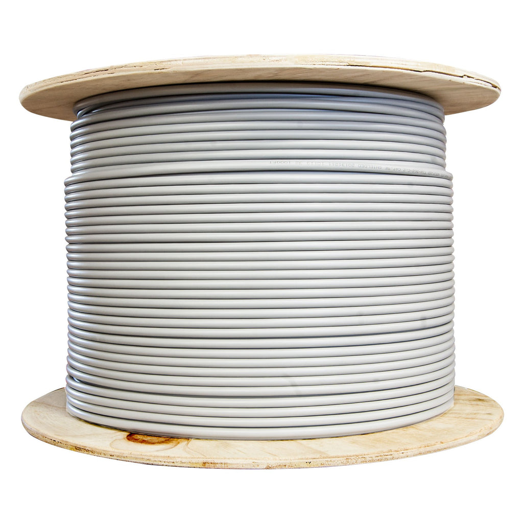 CableWholesale 1000 Feet Bulk Cat5e Plenum Rated (CMP) Ethernet Cable, 4 Pair Solid Bare Copper, 24AWG STP (Shielded Twisted Pair) Spool, Gray