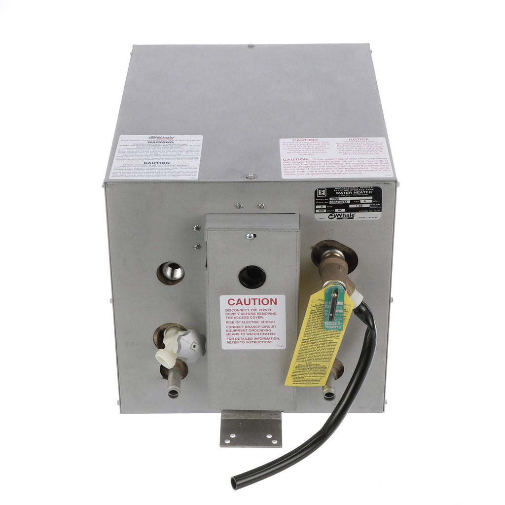 Whale F600 Water Heater, 6-Gallon Capacity, 120V, Front Heat Exchanger, 13 Inches W x 19 Inches D x 13 Inches H, Galvanized Steel