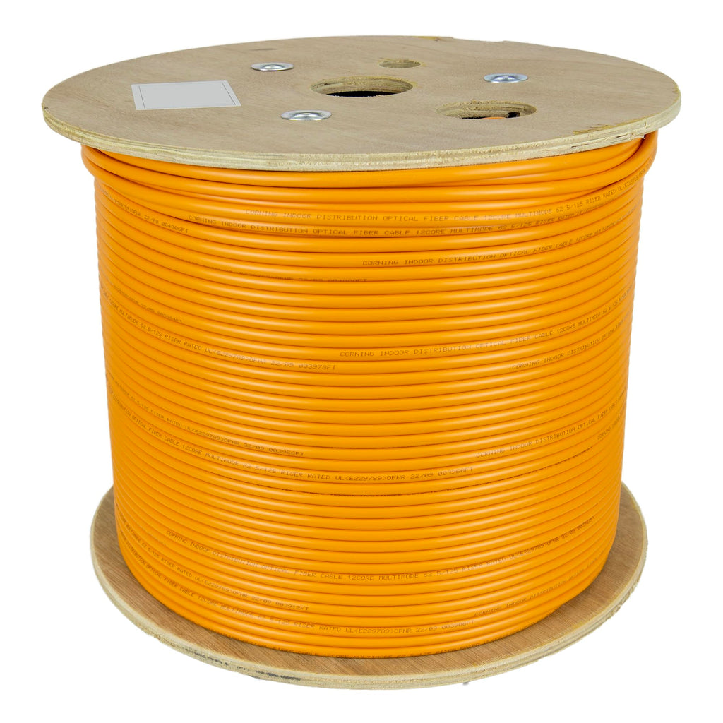 CableWholesale 12 Strand Fiber Optic Cable, Multimode, Orange, 1000ft Spool