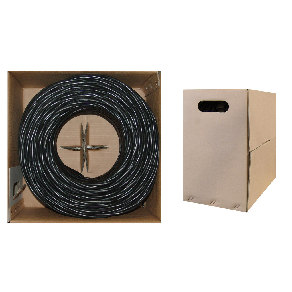 CableWholesale 1000 Foot Cat5e CM Rated Ethernet Cable, 24 AWG, ETL Verified 4 Pair Stranded Pure Copper, Unshielded Twisted Pair(UTP) with Pull Box, Black