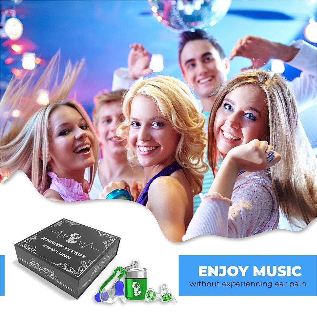 Sound Reducing Professional Ear Plugs - Most effective Noise Reduction Ear Plugs for Concerts, Work, Sleep and Motorcycle Ear Protection - Soft and Comfortable Reusable Ear Plugs - Earplugs Sleep