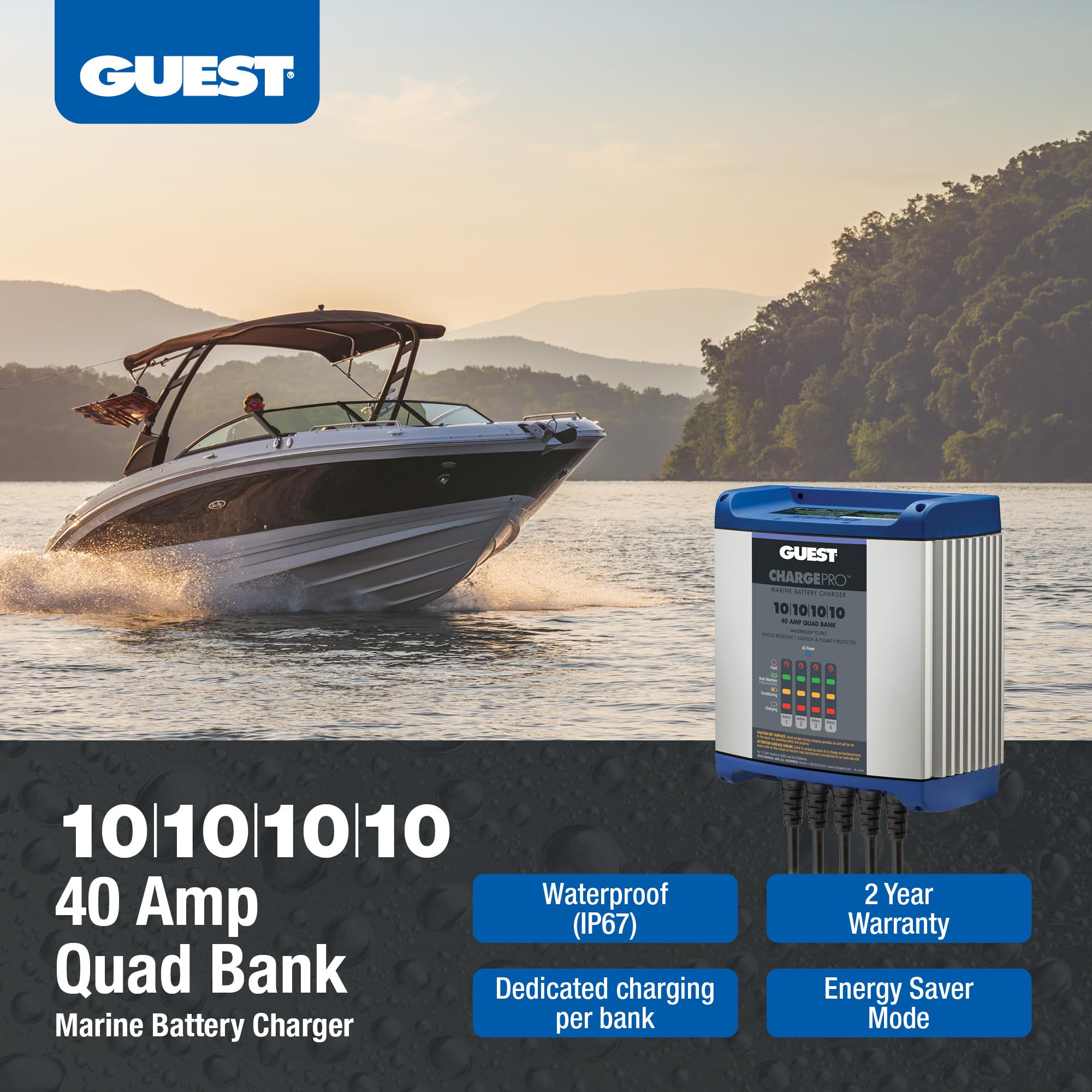 Guest 2740A Guest On-Board Battery Charger 40A / 12V; 4 Bank; 120V Input