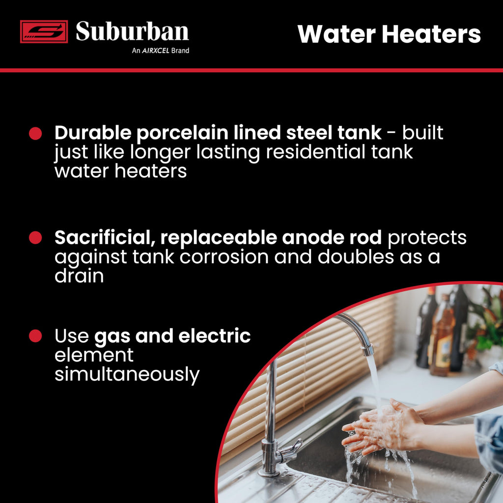Suburban SW12DE 12-Gallon RV Water Heater, DSI & Electric (5247A)