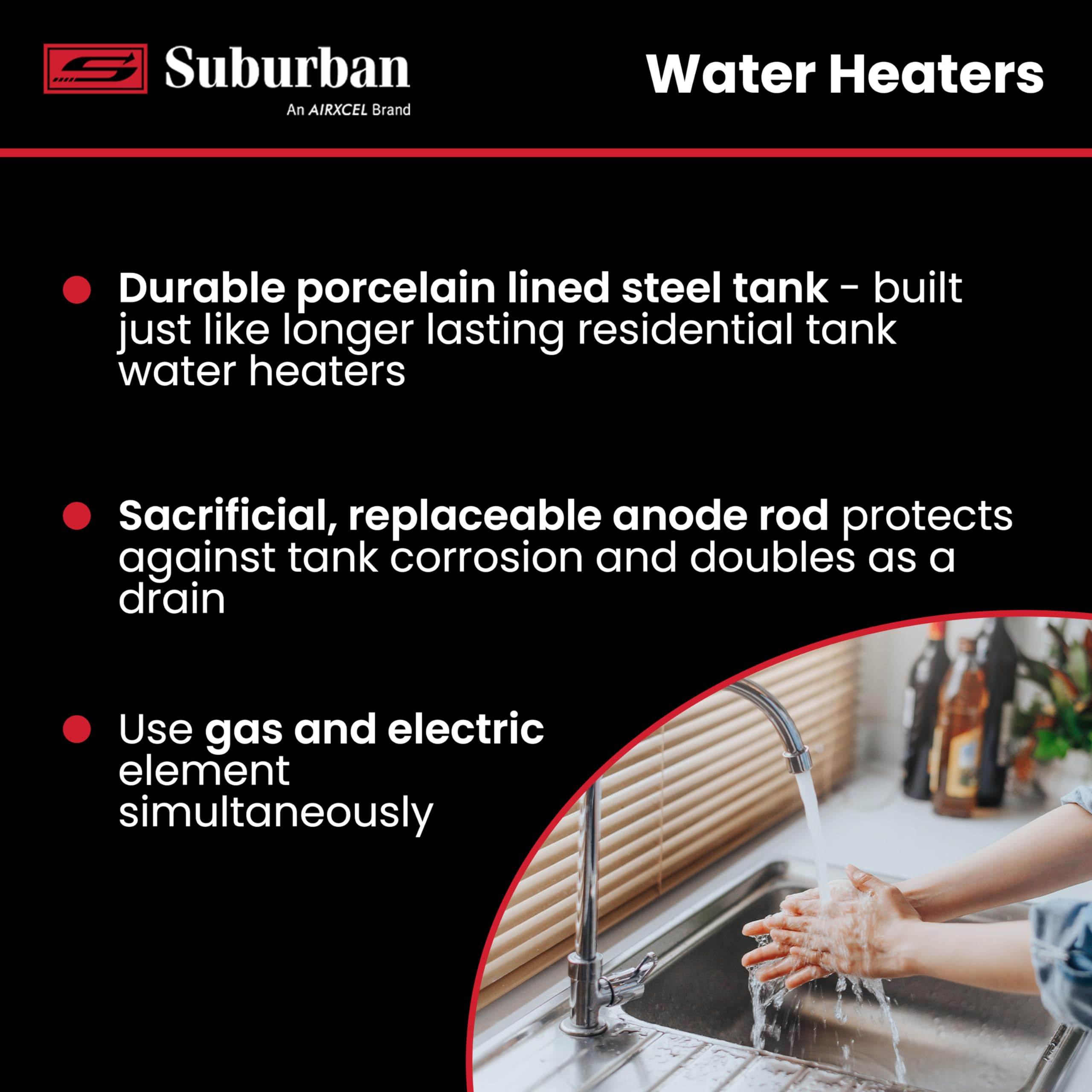 Suburban SW12DE 12-Gallon RV Water Heater, DSI & Electric (5247A)