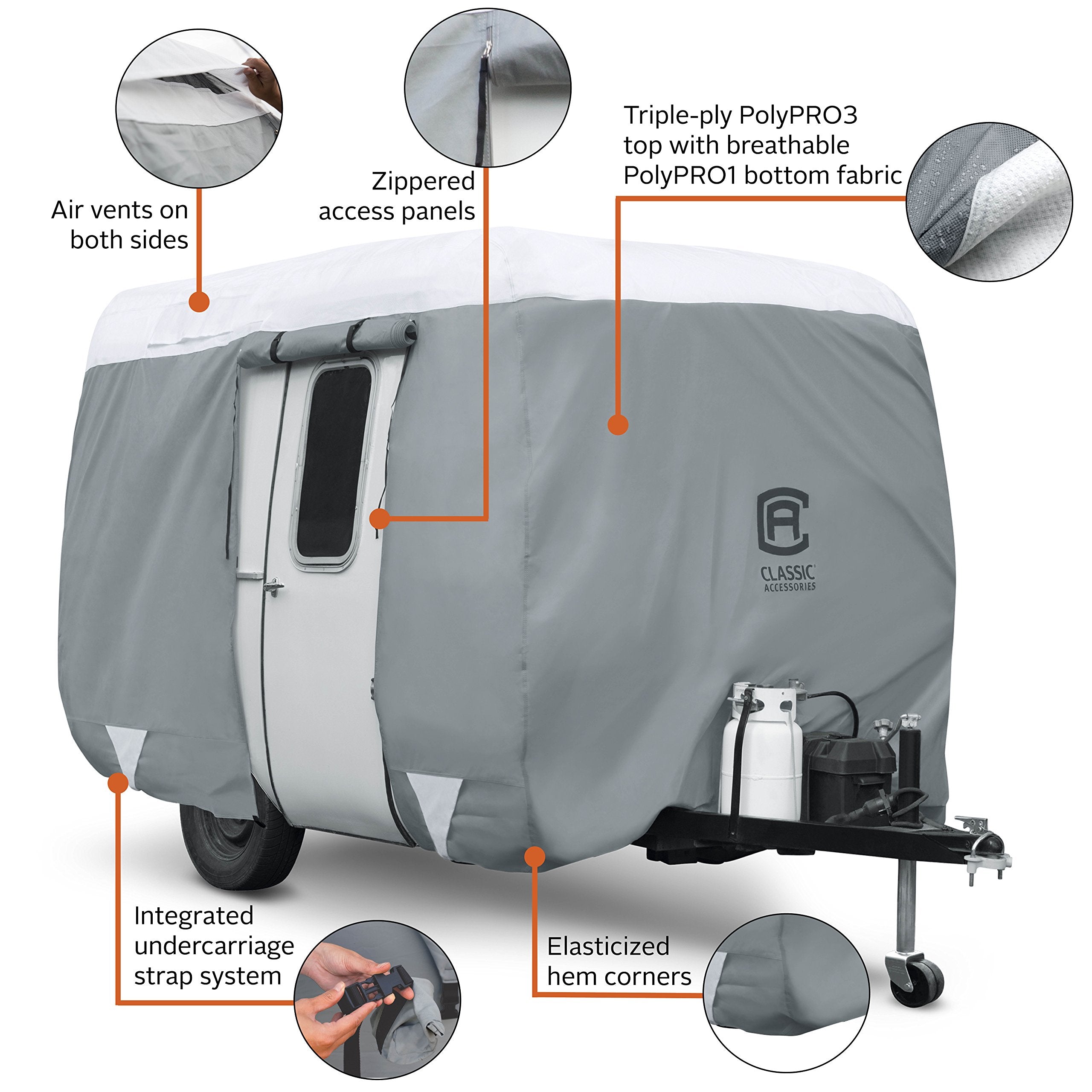 Classic Accessories Over Drive PolyPRO 3 Molded Fiberglass Travel Trailer Cover, RV Cover, Camper Cover, Travel Trailer Cover