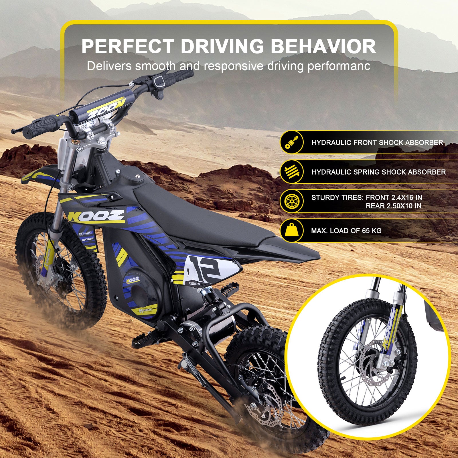 MotoTec 36v 1000w (HP112E) Electric Dirt Bike Blue