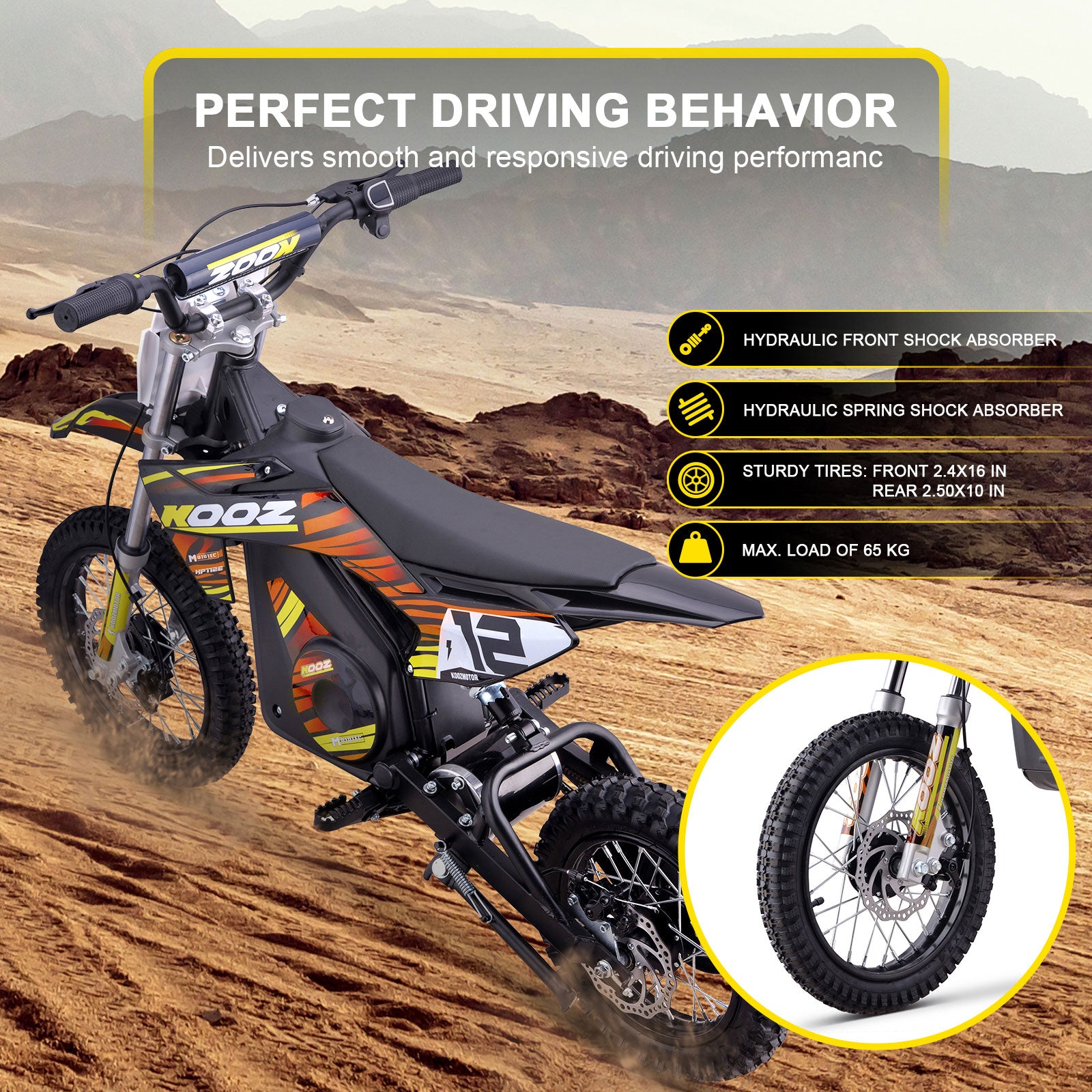 MotoTec 36v 1000w (HP112E) Electric Dirt Bike Orange