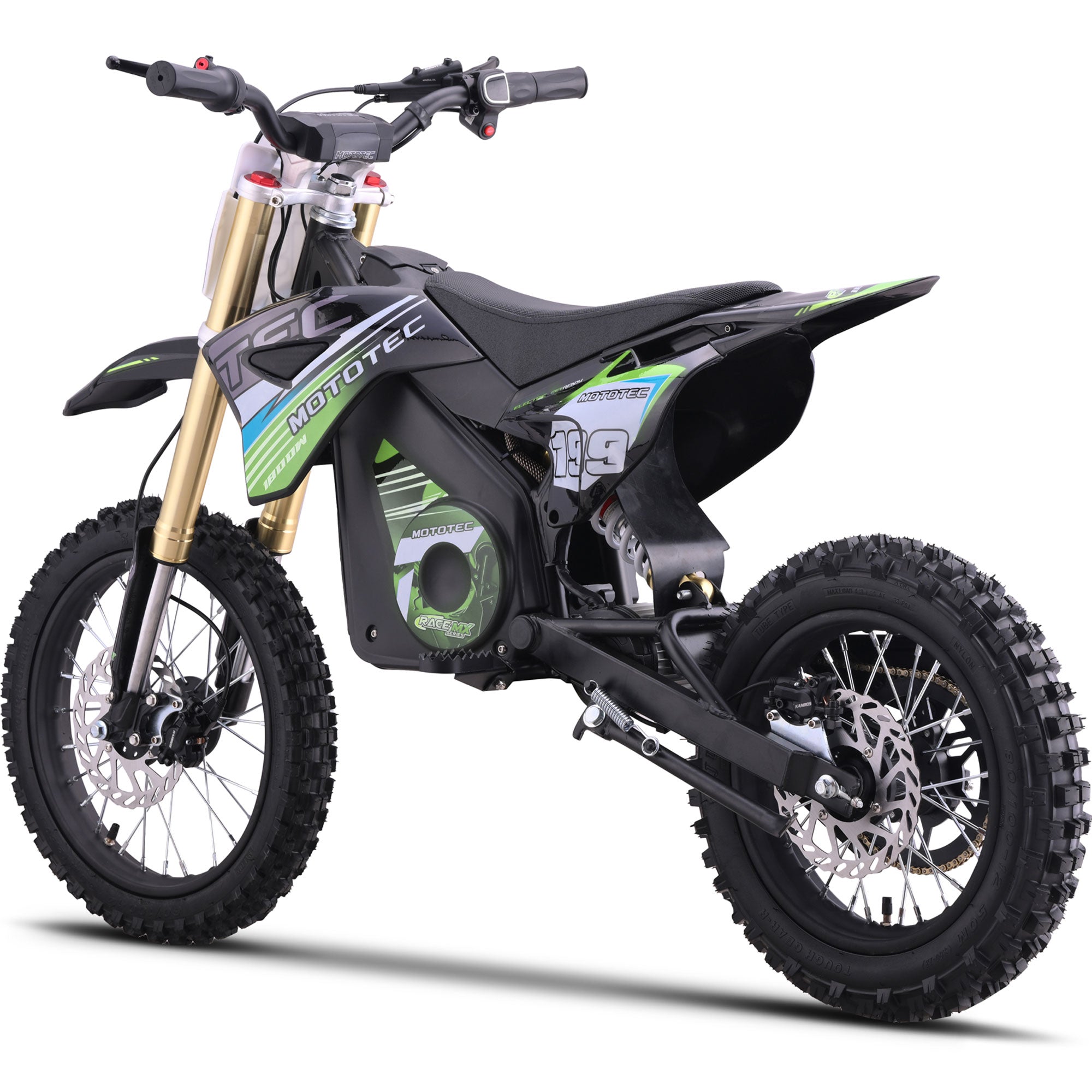 MotoTec 48v Pro Electric Dirt Bike 1800w Lithium Green