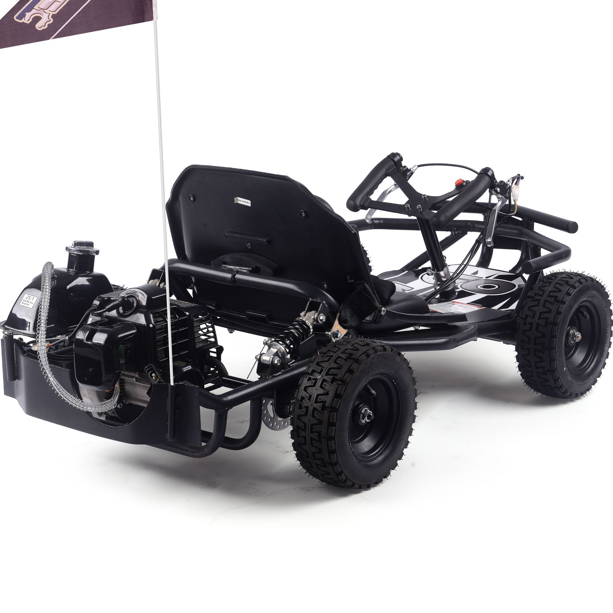 MotoTec Sandman Kids Gas Powered 52cc Go Kart Black